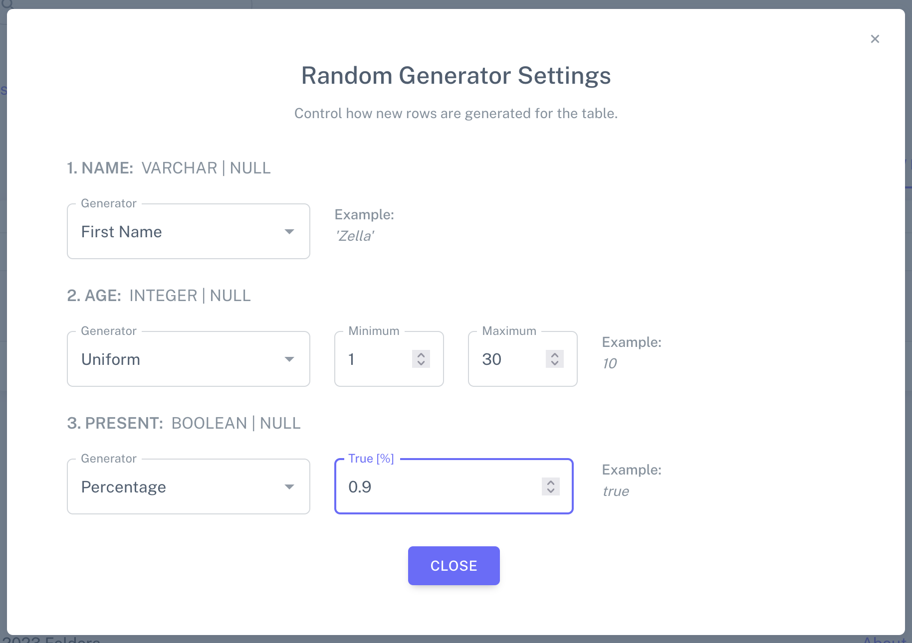 RNG Settings